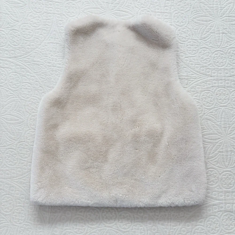 Zara Kids Faux Fur Vest Cream Off White Snap Front‎ Pockets Size 11-12 152cm